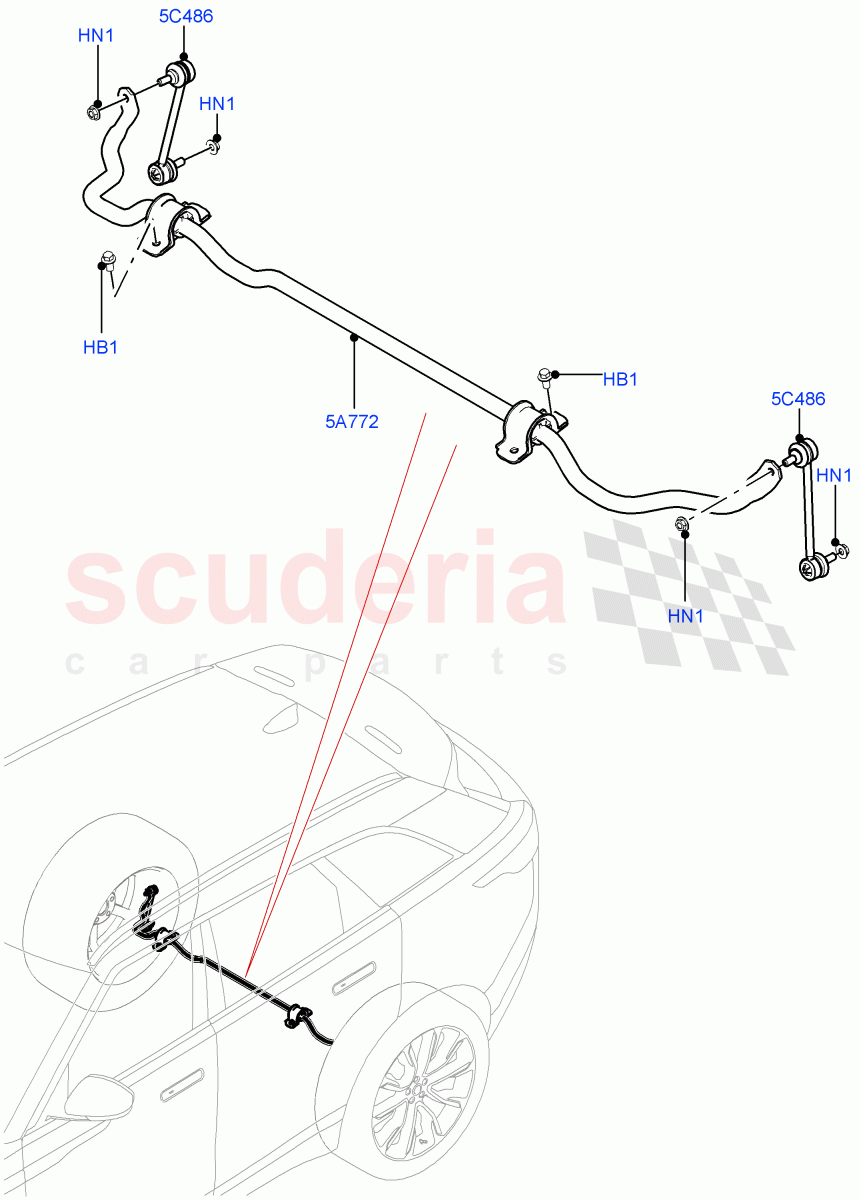 Rear Cross Member & Stabilizer Bar (Conventional Stabilizer Bar) (Electric Engine Battery-PHEV) ((V) FROMMA000001) of Land Rover Land Rover Range Rover Velar (2017+) [2.0 Turbo Petrol AJ200P]
