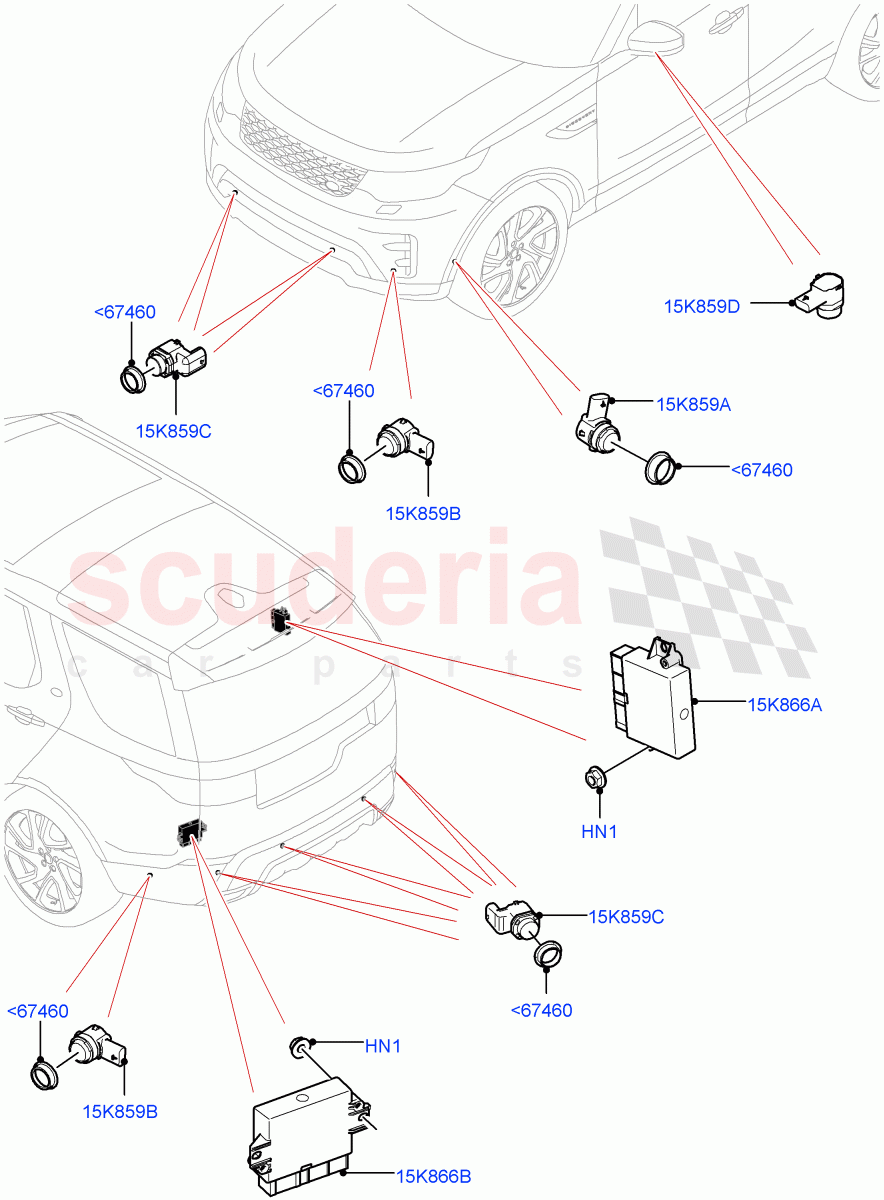 Parking Distance Control (Solihull Plant Build) ((V) FROMHA000001) of Land Rover Land Rover Discovery 5 (2017+) [2.0 Turbo Diesel]
