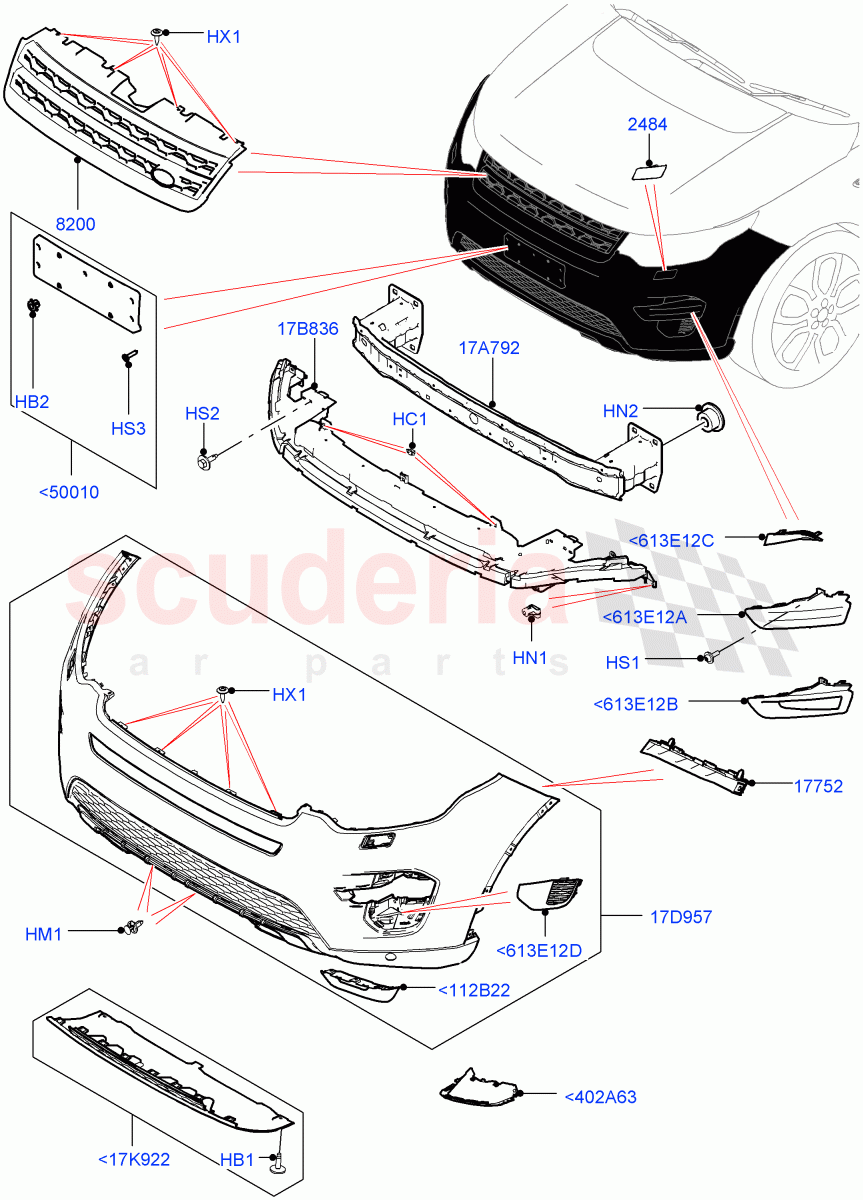 Radiator Grille And Front Bumper (Itatiaia (Brazil)) ((V) FROMGT000001) of Land Rover Land Rover Discovery Sport (2015+) [2.0 Turbo Petrol GTDI]