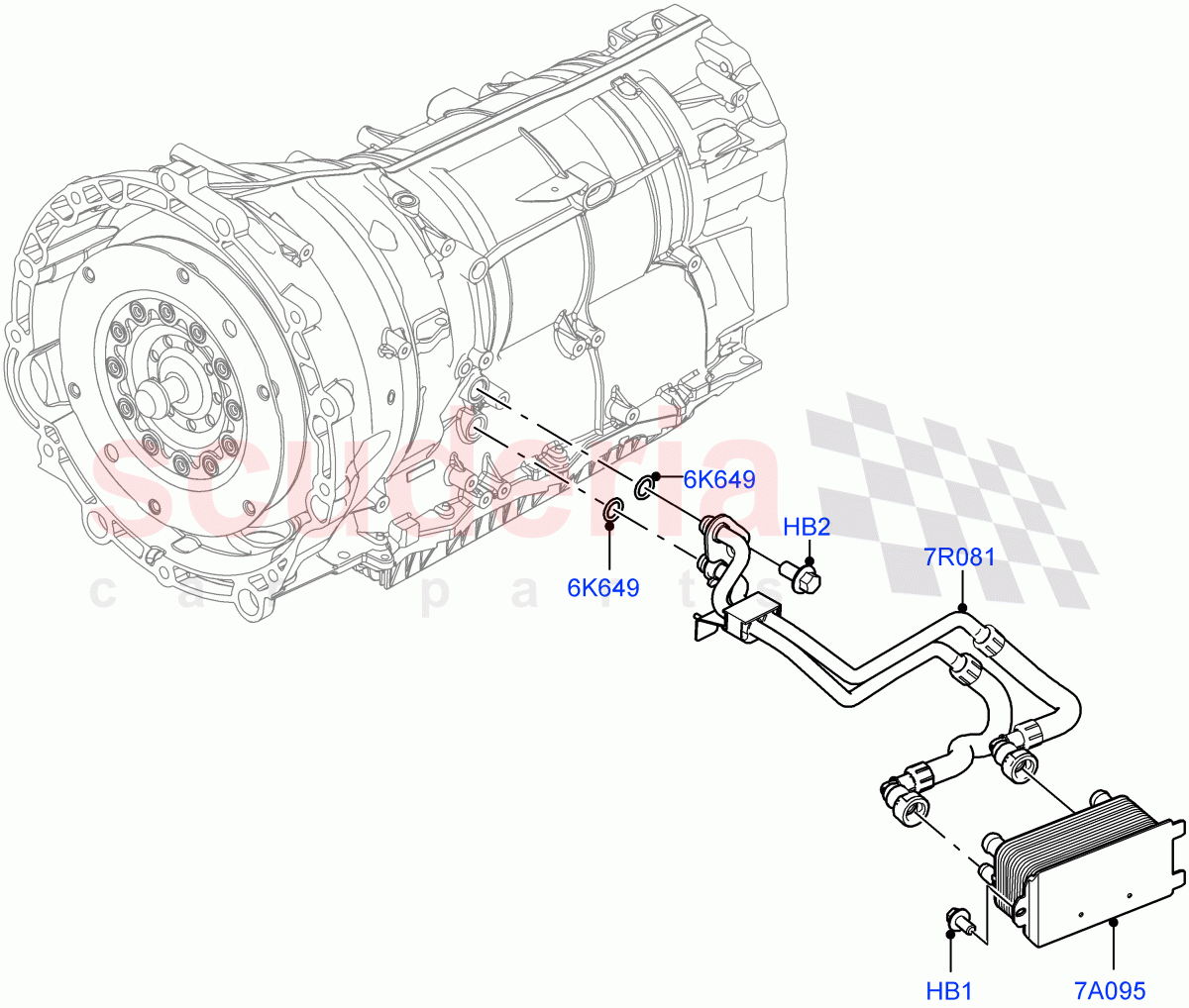 Transmission Cooling Systems (Nitra Plant Build) (3.0L AJ20P6 Petrol High, 8 Speed Auto Trans ZF 8HP76, 3.0L AJ20D6 Diesel High) of Land Rover Land Rover Discovery 5 (2017+) [2.0 Turbo Diesel]