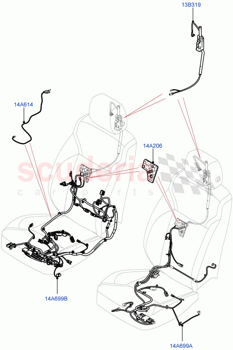 Wiring - Seats (Front Seats) ((V) TOLA999999) of Land Rover Land Rover Range Rover Velar (2017+) [3.0 DOHC GDI SC V6 Petrol]