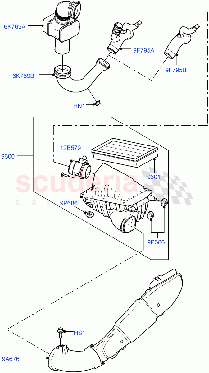 Air Cleaner (Solihull Plant Build) (3.0 V6 D Low MT ROW, 3.0 V6 D Gen2 Mono Turbo) ((V) FROMHA000001) of Land Rover Land Rover Discovery 5 (2017+) [3.0 Diesel 24V DOHC TC]