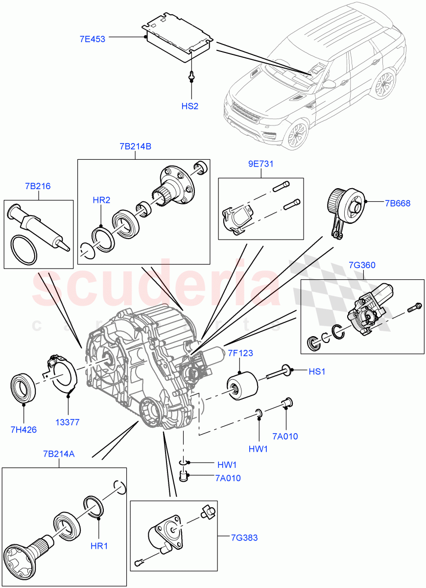 Transfer Drive Components (8 Speed Auto Trans ZF 8HP70 HEV 4WD, With 2 Spd Trans Case With Ctl Trac, 8 Speed Auto Trans ZF 8HP70 4WD, 8 Speed Auto Trans ZF 8HP45) ((V) TOGA999999) of Land Rover Land Rover Range Rover Sport (2014+) [2.0 Turbo Petrol AJ200P]