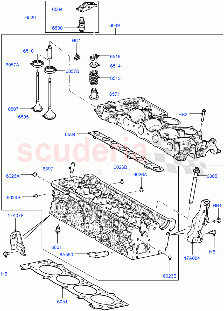 Cylinder Head (2.2L DOHC EFI TC DW12, 2.2L CR DI 16V Diesel) of Land Rover Land Rover Range Rover Evoque (2012-2018) [2.2 Single Turbo Diesel]