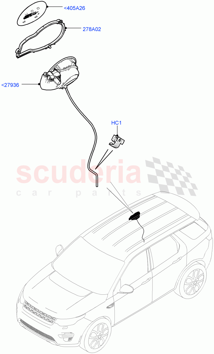 Fuel Tank Filler Door And Controls (Changsu (China)) ((V) FROMFG000001) of Land Rover Land Rover Discovery Sport (2015+) [2.2 Single Turbo Diesel]