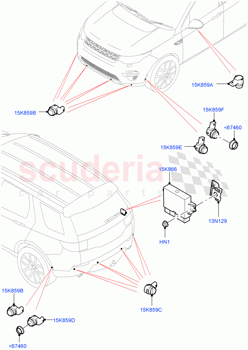 Parking Distance Control (Halewood (UK)) ((V) FROMLH000001, (V) TOLH999999) of Land Rover Land Rover Discovery Sport (2015+) [2.0 Turbo Petrol AJ200P]
