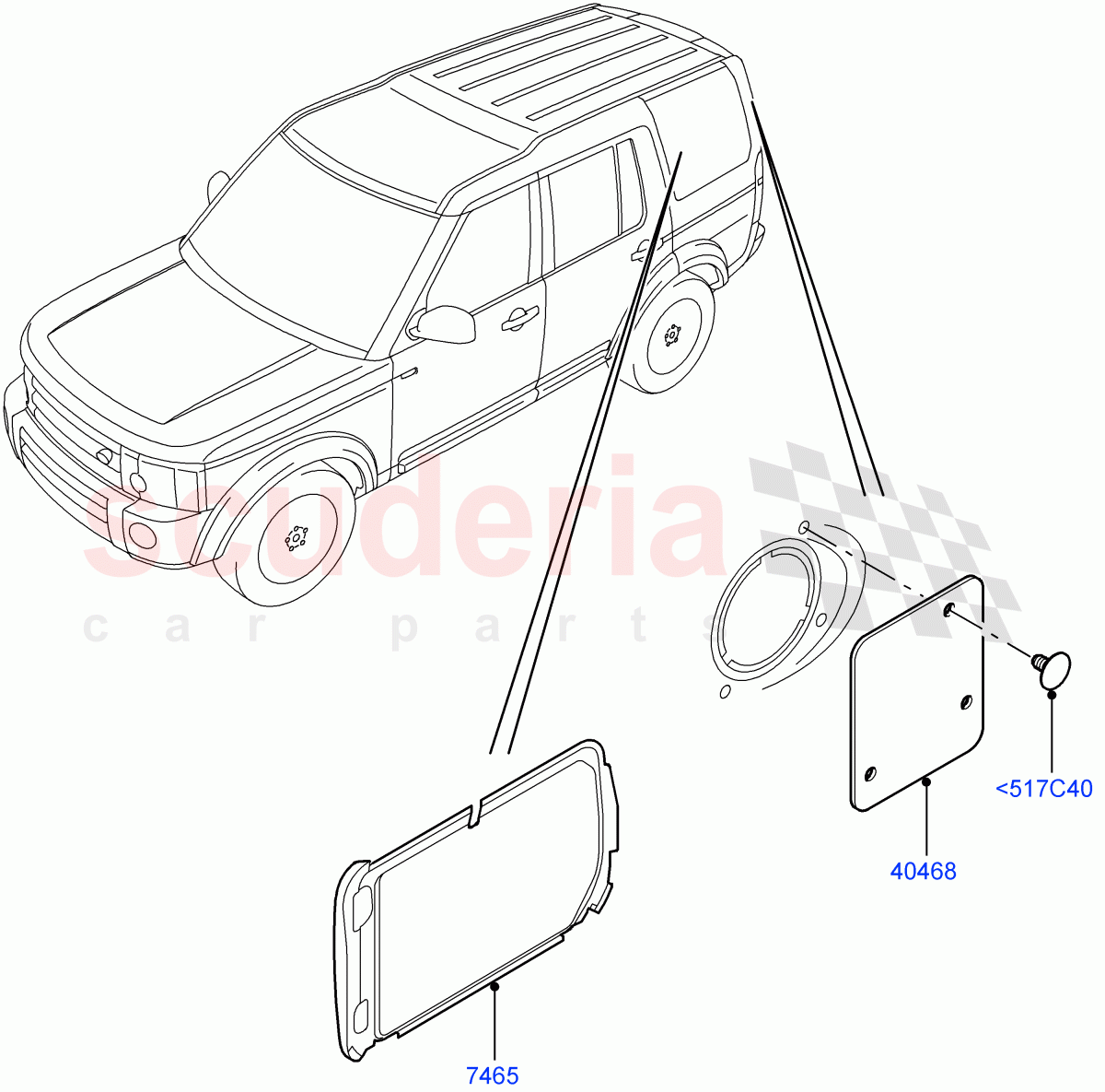 Quarter Windows (Commercial) (With 2 Seat Configuration) ((V) FROMAA000001) of Land Rover Land Rover Discovery 4 (2010-2016) [5.0 OHC SGDI NA V8 Petrol]