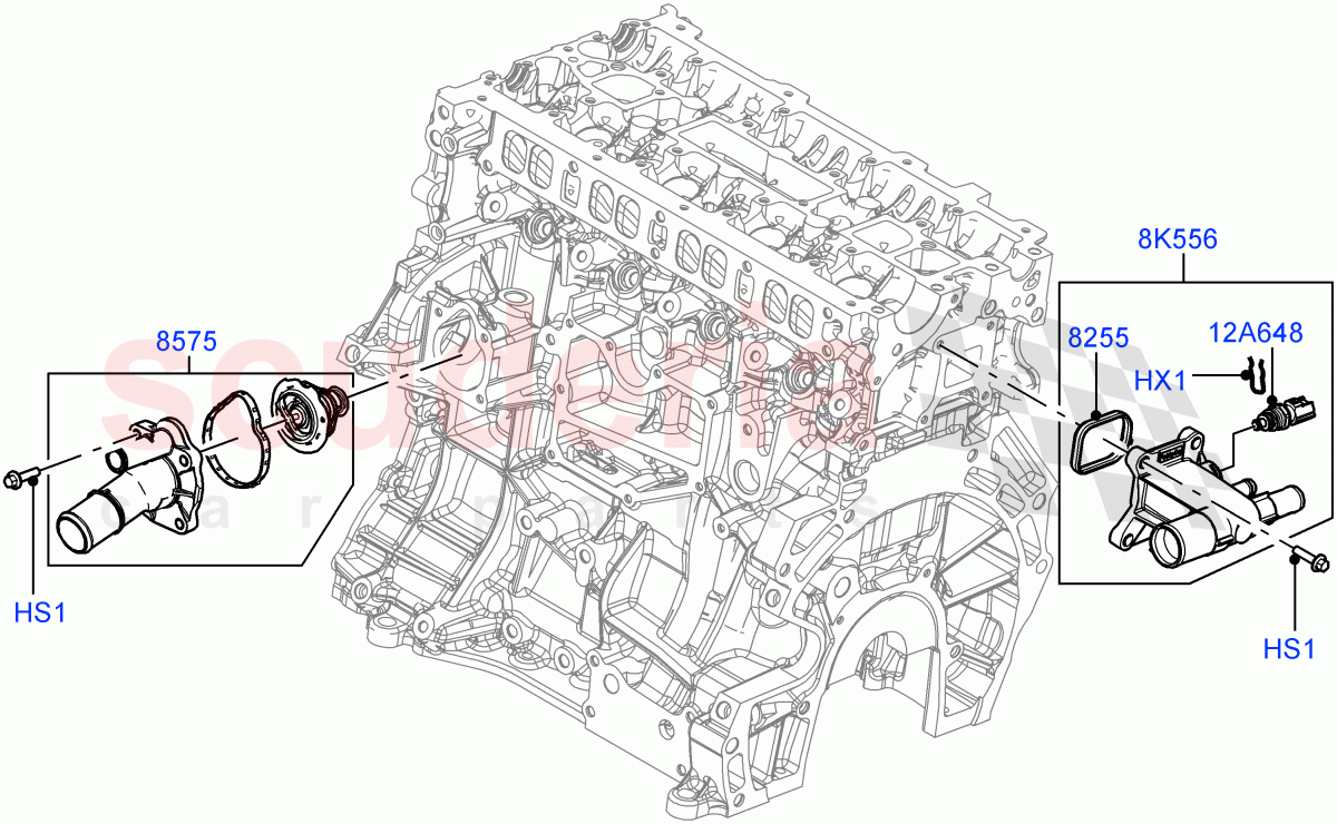 Thermostat/Housing & Related Parts (2.0L 16V TIVCT T/C 240PS Petrol) of Land Rover Land Rover Range Rover (2012-2021) [2.0 Turbo Petrol GTDI]