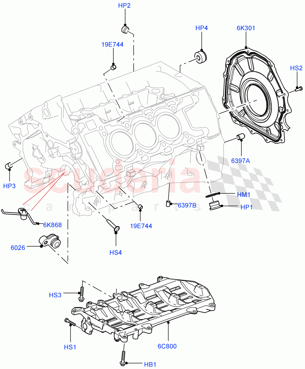 Cylinder Block And Plugs (Solihull Plant Build) (3.0L DOHC GDI SC V6 PETROL) ((V) FROMEA000001) of Land Rover Land Rover Range Rover (2012-2021) [3.0 DOHC GDI SC V6 Petrol]