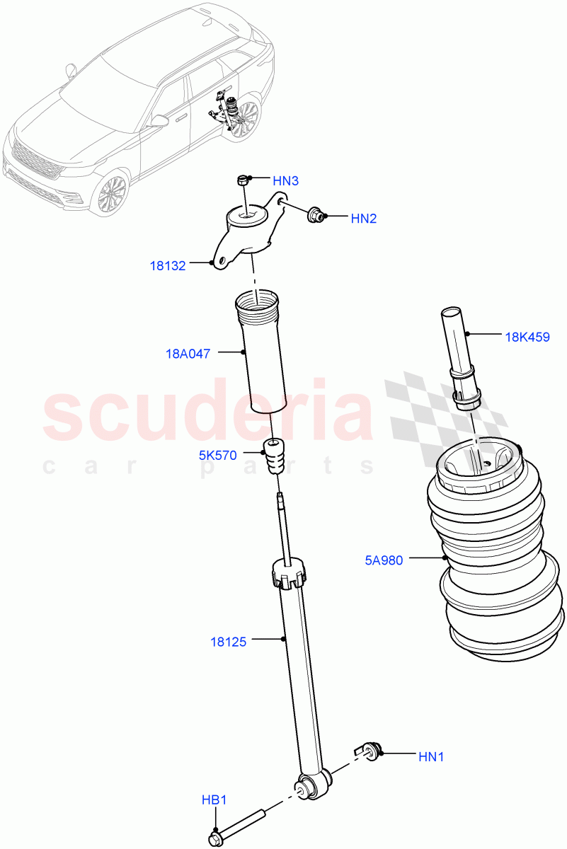 Rear Springs And Shock Absorbers (With Performance Suspension, With Four Corner Air Suspension) ((V) TOLA999999) of Land Rover Land Rover Range Rover Velar (2017+) [5.0 OHC SGDI SC V8 Petrol]