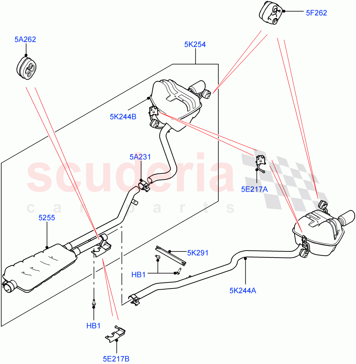 Rear Exhaust System (Rear Section) (2.0L 16V TIVCT T/C 240PS Petrol, Itatiaia (Brazil), With 7 Seat Configuration) ((V) FROMGT000001) of Land Rover Land Rover Discovery Sport (2015+) [2.0 Turbo Petrol GTDI]