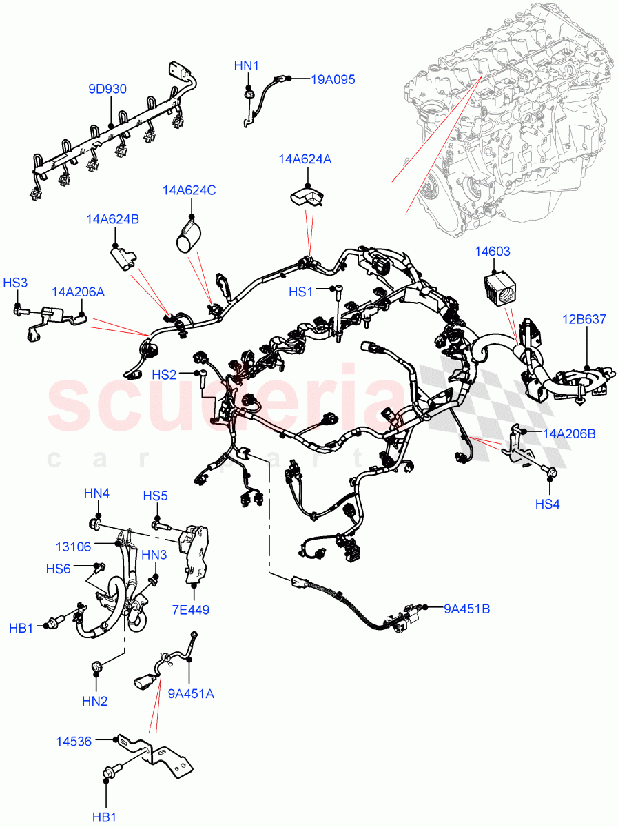 Engine Harness (Nitra Plant Build) (3.0L AJ20P6 Petrol High) ((V) FROMM2000001) of Land Rover Land Rover Discovery 5 (2017+) [2.0 Turbo Petrol AJ200P]