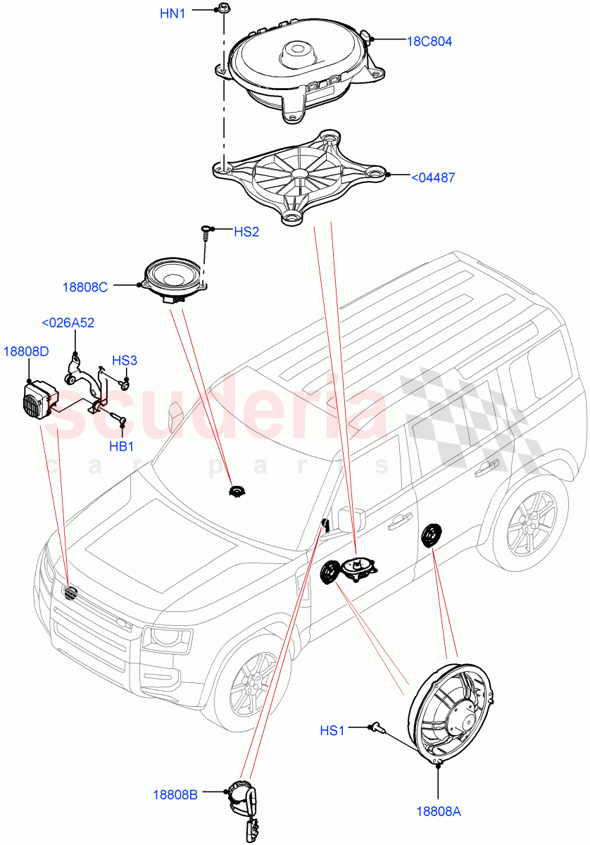 Speakers (Standard Audio (Base)) of Land Rover Land Rover Defender (2020+) [3.0 I6 Turbo Diesel AJ20D6]