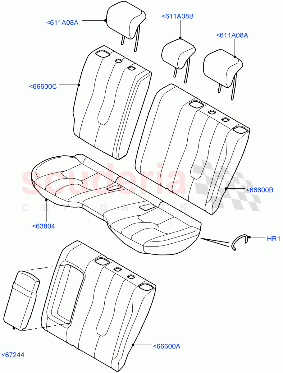 Rear Seat Covers (Taurus Leather, Itatiaia (Brazil), 2nd Row Seat 60/40 (3 P) - Folding) ((V) FROMGT000001) of Land Rover Land Rover Range Rover Evoque (2012-2018) [2.2 Single Turbo Diesel]