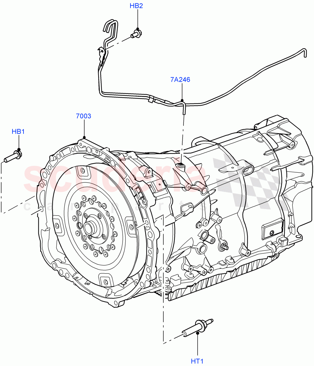 Auto Trans Assy & Speedometer Drive (3.0 V6 Diesel Electric Hybrid Eng, 8 Speed Auto Trans ZF 8HP70 HEV 4WD, 3.0 V6 D Gen2 Mono Turbo, 3.0 V6 D Gen2 Twin Turbo) ((V) FROMEA000001) of Land Rover Land Rover Range Rover Sport (2014+) [3.0 I6 Turbo Diesel AJ20D6]