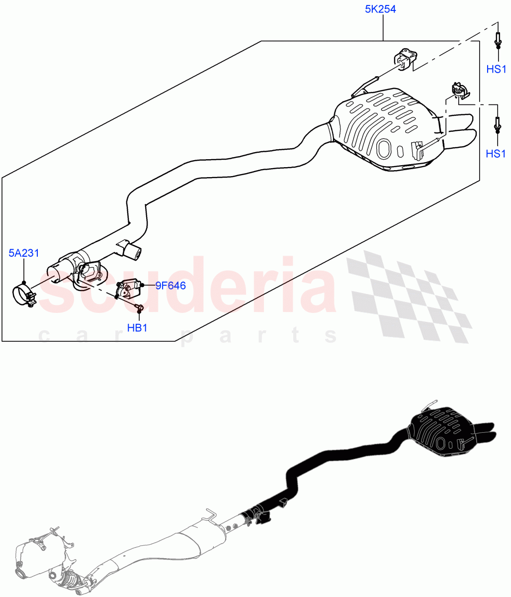 Rear Exhaust System (3.0L AJ20D6 Diesel High) of Land Rover Land Rover Range Rover (2022+) [3.0 I6 Turbo Diesel AJ20D6]