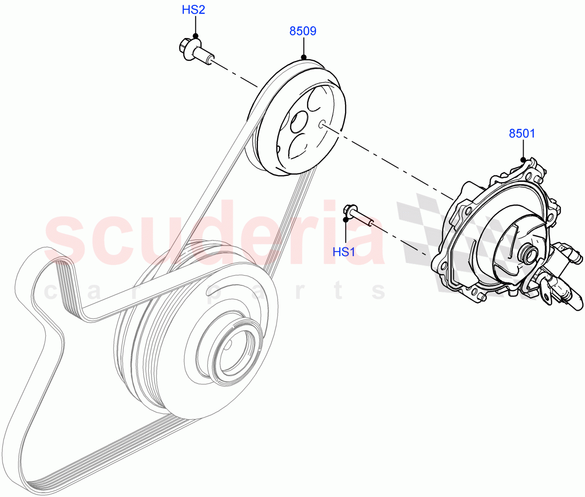 Water Pump (2.0L AJ20D4 Diesel High PTA, Halewood (UK), Electric Engine Battery-MHEV, 2.0L AJ20D4 Diesel Mid PTA, 2.0L AJ20D4 Diesel LF PTA) of Land Rover Land Rover Discovery Sport (2015+) [2.0 Turbo Diesel]