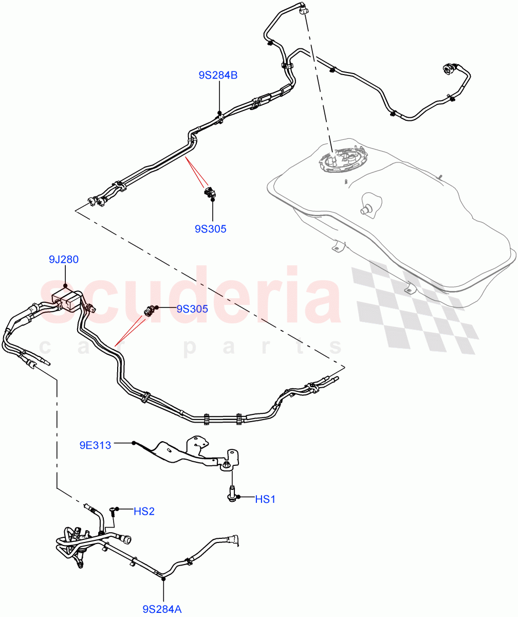 Fuel Lines (1.5L AJ20P3 Petrol High PHEV, Standard Wheelbase, Changsu (China)) of Land Rover Land Rover Range Rover Evoque (2019+) [1.5 I3 Turbo Petrol AJ20P3]