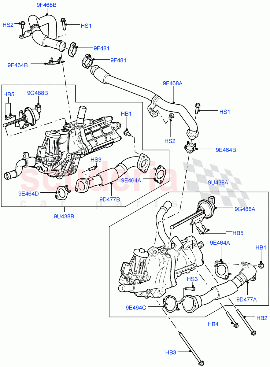 Exhaust Gas Recirculation (Nitra Plant Build) (3.0 V6 D Low MT ROW) ((V) FROMK2000001) of Land Rover Land Rover Discovery 5 (2017+) [3.0 Diesel 24V DOHC TC]