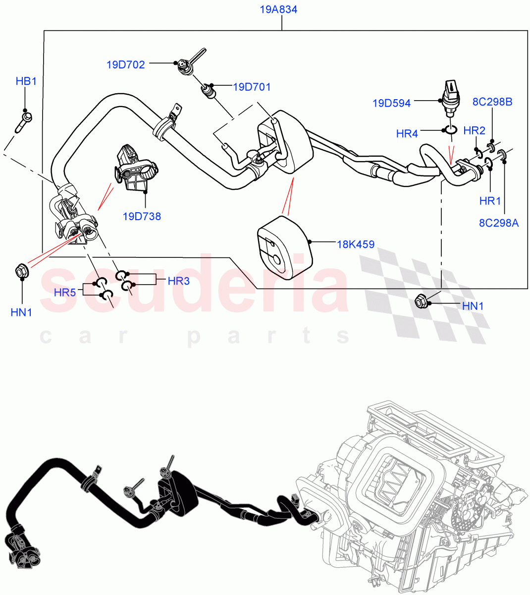 Air Conditioning System (Halewood (UK), Less Chiller Unit, Air Con Refrigerant-HF01234YF) ((V) TOFH999999) of Land Rover Land Rover Discovery Sport (2015+) [1.5 I3 Turbo Petrol AJ20P3]