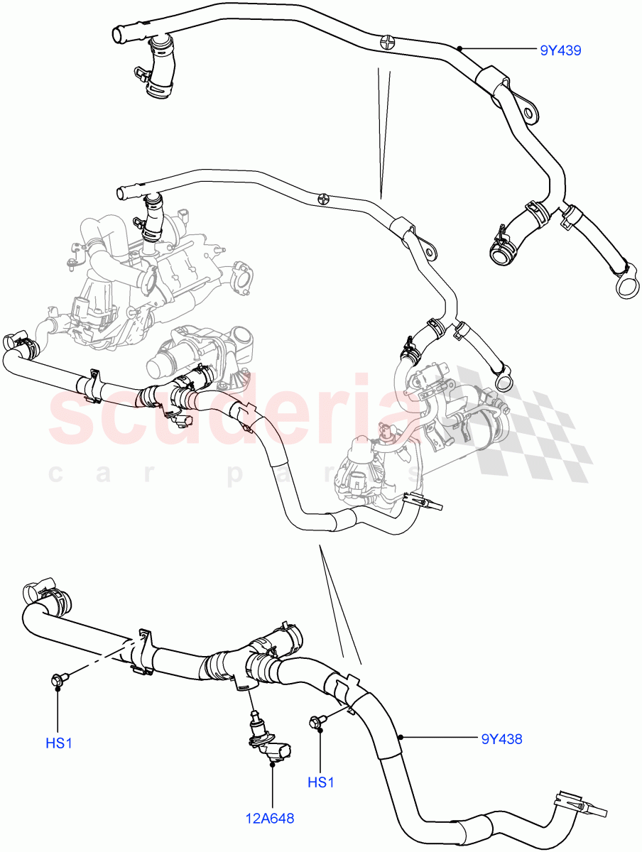 EGR Cooling System (Solihull Plant Build) (3.0 V6 D Gen2 Twin Turbo, 3.0 V6 D Gen2 Mono Turbo) ((V) FROMFA000001) of Land Rover Land Rover Range Rover (2012-2021) [3.0 Diesel 24V DOHC TC]