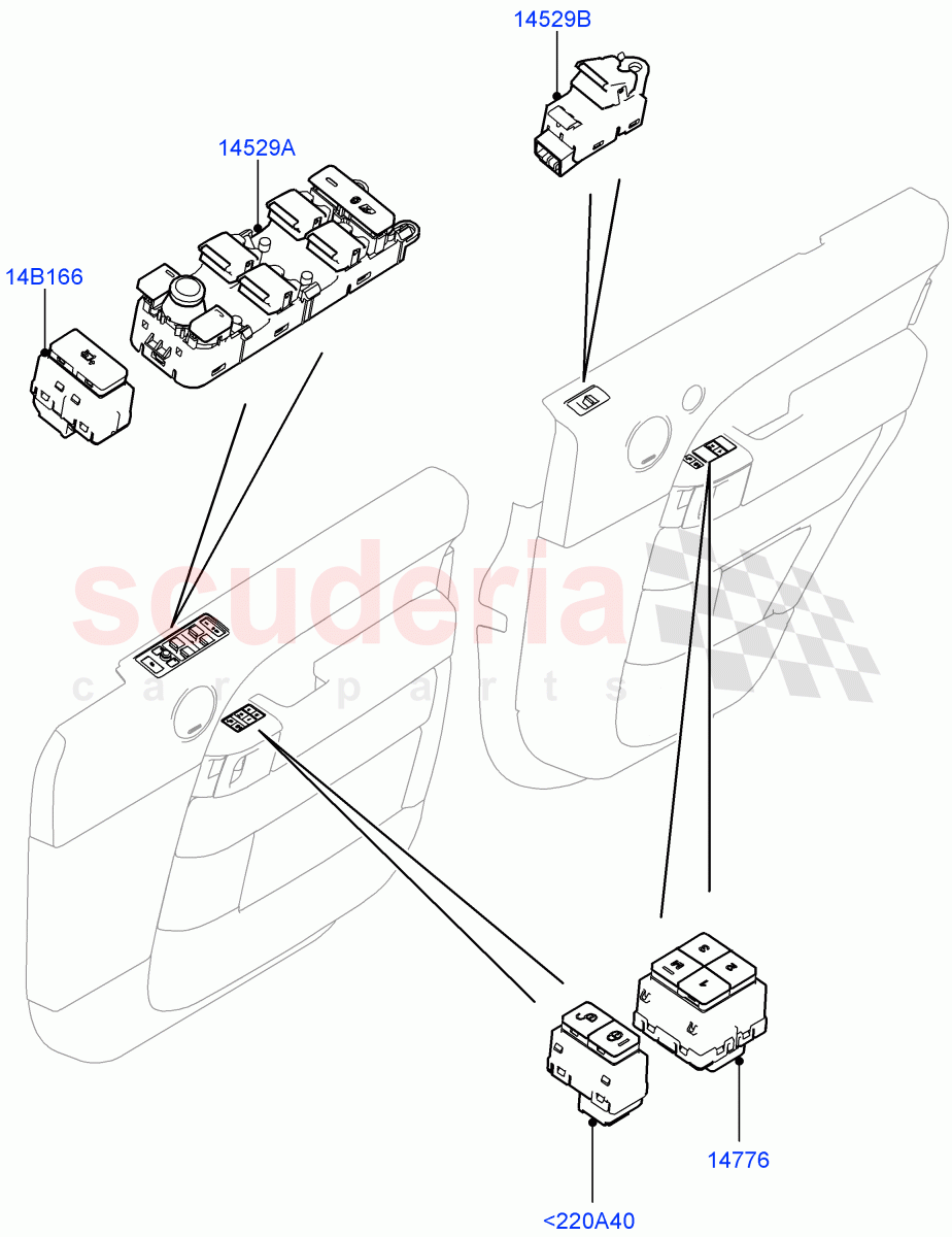Switches (Front And Rear Doors) ((V) TOHA999999) of Land Rover Land Rover Range Rover (2012-2021) [2.0 Turbo Petrol GTDI]