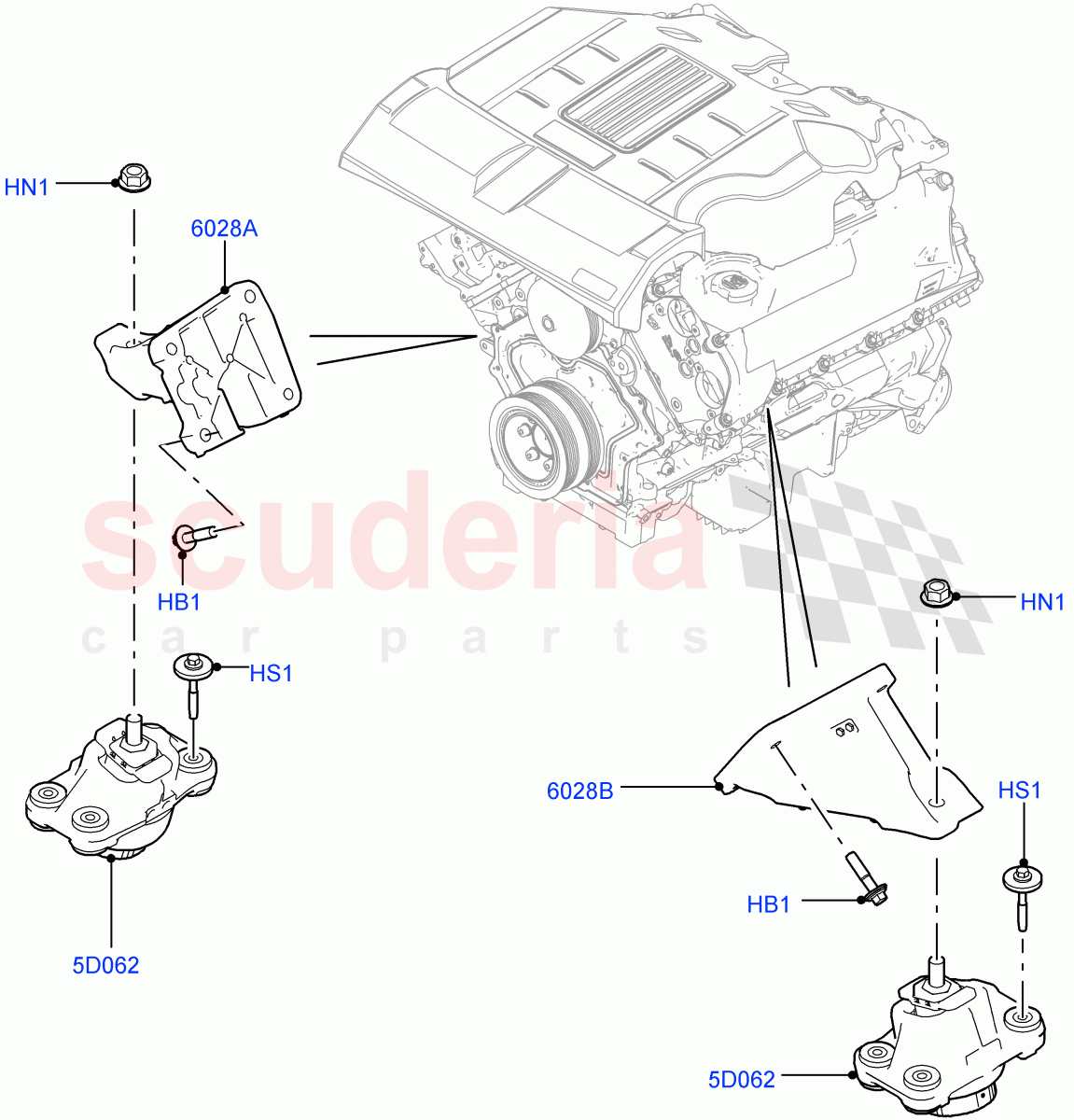 Engine Mounting (5.0L OHC SGDI NA V8 Petrol - AJ133, 3.0L DOHC GDI SC V6 PETROL, 5.0L OHC SGDI SC V8 Petrol - AJ133, 5.0L P AJ133 DOHC CDA S/C Enhanced, 5.0 Petrol AJ133 DOHC CDA) of Land Rover Land Rover Range Rover (2012-2021) [2.0 Turbo Petrol GTDI]