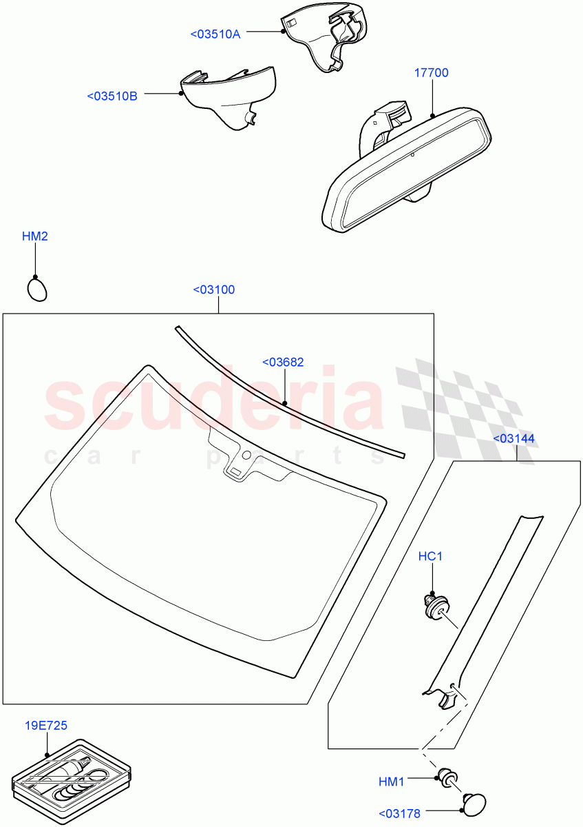 Windscreen/Inside Rear View Mirror ((V) TO9A999999) of Land Rover Land Rover Range Rover Sport (2005-2009) [2.7 Diesel V6]