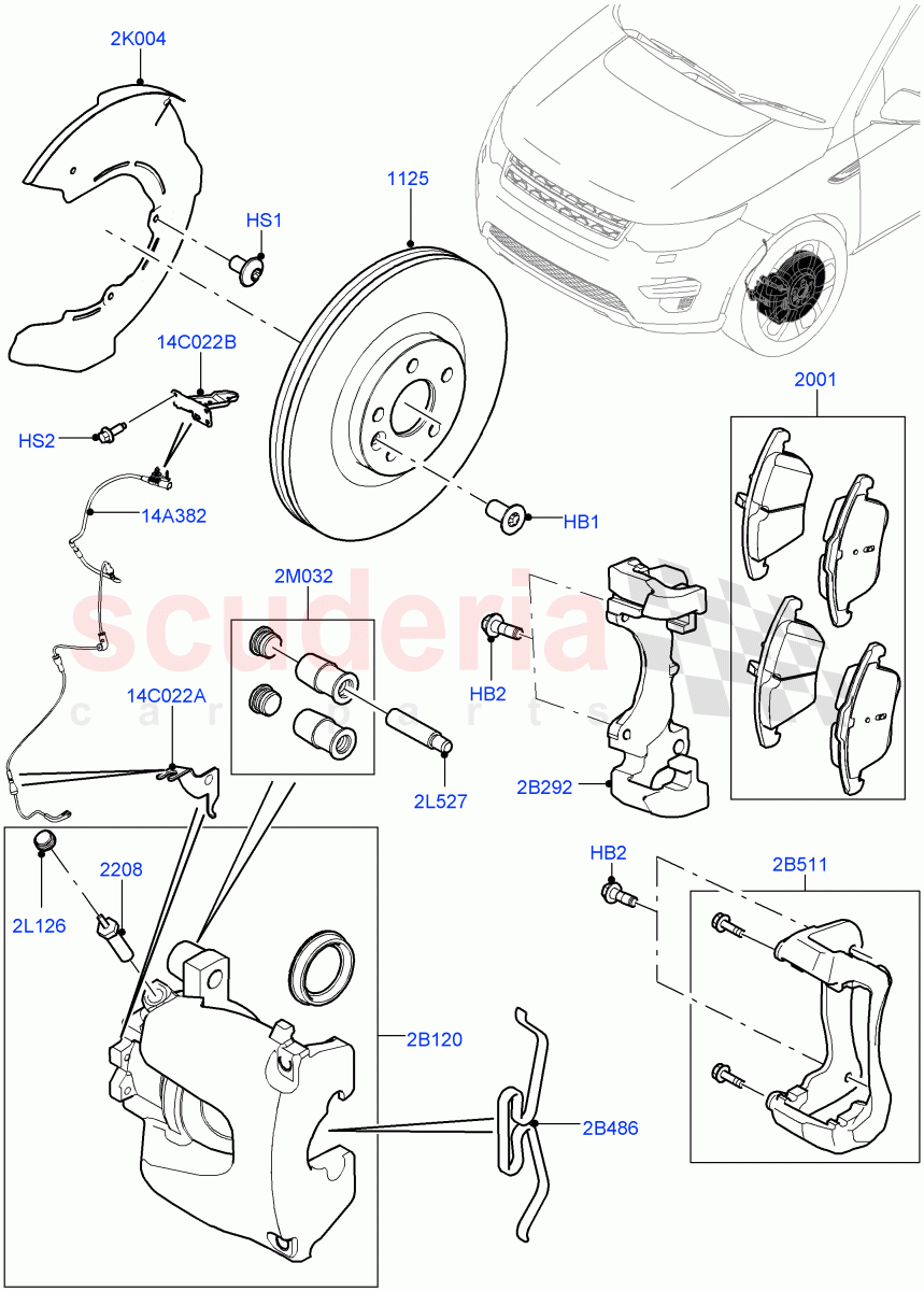 Front Brake Discs And Calipers (Changsu (China)) ((V) FROMFG000001) of Land Rover Land Rover Discovery Sport (2015+) [2.2 Single Turbo Diesel]
