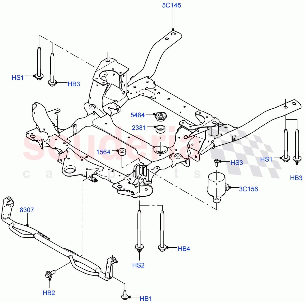 Front Cross Member & Stabilizer Bar (Crossmember) of Land Rover Land Rover Defender (2020+) [3.0 I6 Turbo Petrol AJ20P6]