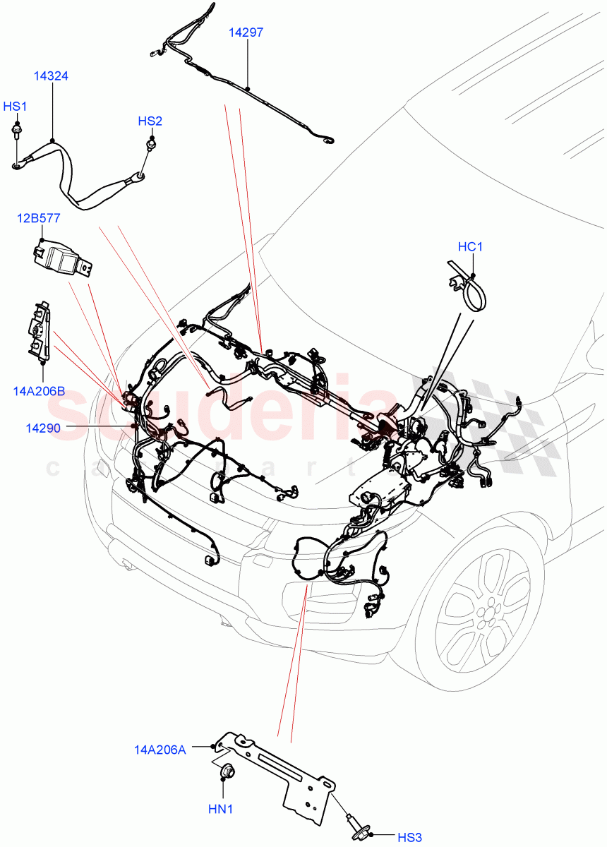 Electrical Wiring - Engine And Dash (Engine Compartment) (Halewood (UK)) ((V) FROMGH000001) of Land Rover Land Rover Range Rover Evoque (2012-2018) [2.2 Single Turbo Diesel]