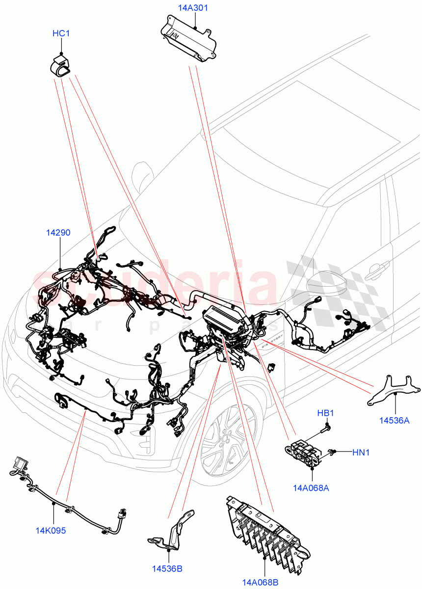 Engine Bay Harness (Nitra Plant Build) ((V) FROMK2000001) of Land Rover Land Rover Discovery 5 (2017+) [3.0 Diesel 24V DOHC TC]