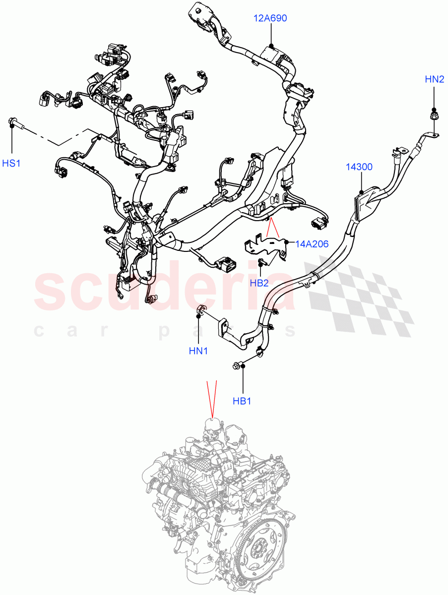 Engine Harness (1.5L AJ20P3 Petrol High PHEV, Halewood (UK)) ((V) FROMLH000001) of Land Rover Land Rover Range Rover Evoque (2019+) [2.0 Turbo Diesel]