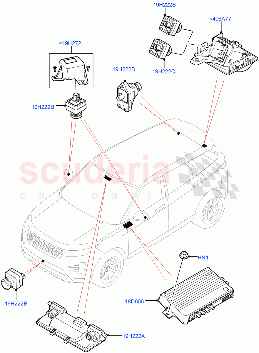Camera Equipment (Halewood (UK)) ((V) TOLH999999) of Land Rover Land Rover Range Rover Evoque (2019+) [1.5 I3 Turbo Petrol AJ20P3]