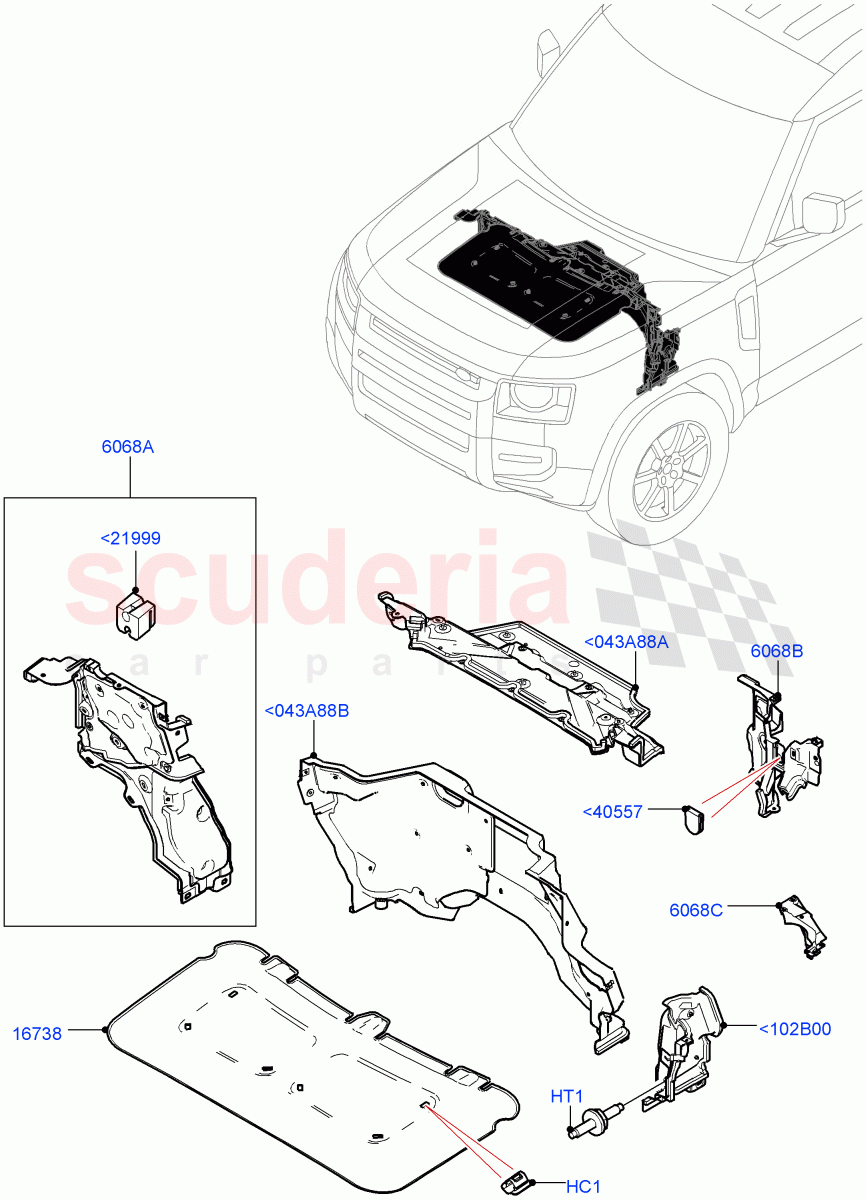 Insulators - Front (Engine Compartment) of Land Rover Land Rover Defender (2020+) [3.0 I6 Turbo Diesel AJ20D6]