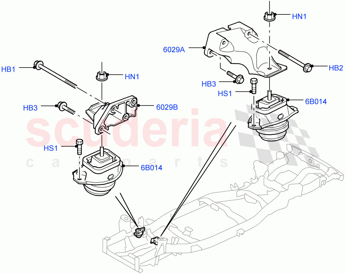 Engine Mounting (Cologne V6 4.0 EFI (SOHC)) ((V) FROMAA000001) of Land Rover Land Rover Discovery 4 (2010-2016) [3.0 Diesel 24V DOHC TC]