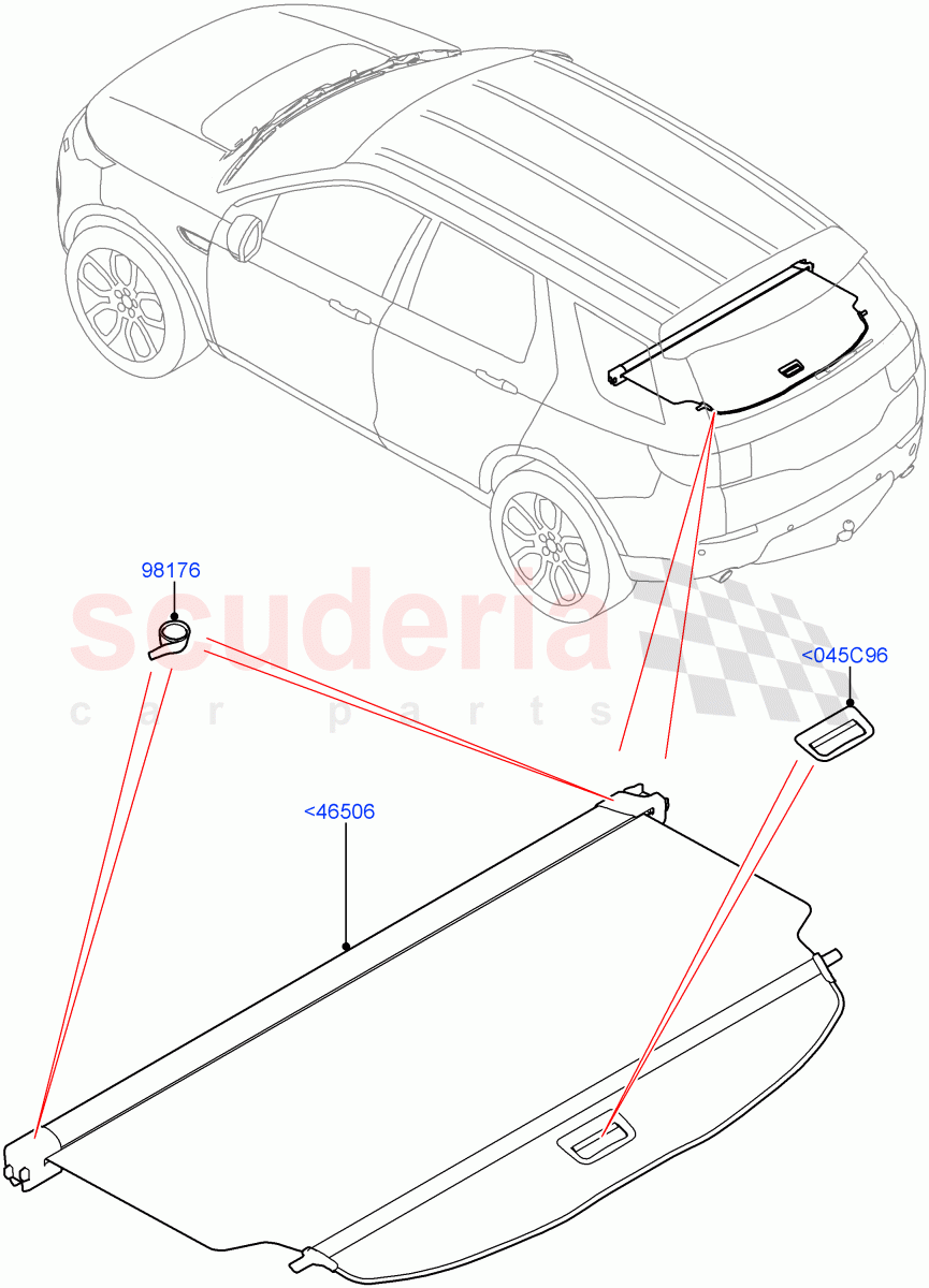 Load Compartment Trim (Upper, Package Tray) (Halewood (UK), With Load Area Cover) of Land Rover Land Rover Discovery Sport (2015+) [2.2 Single Turbo Diesel]