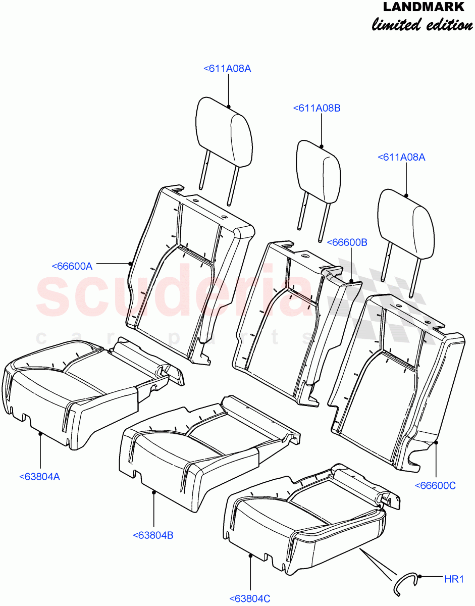 Rear Seat Covers (Landmark Limited Edition, With 35/30/35 Split Fold Rear Seat) ((V) FROMBA000001) of Land Rover Land Rover Discovery 4 (2010-2016) [2.7 Diesel V6]