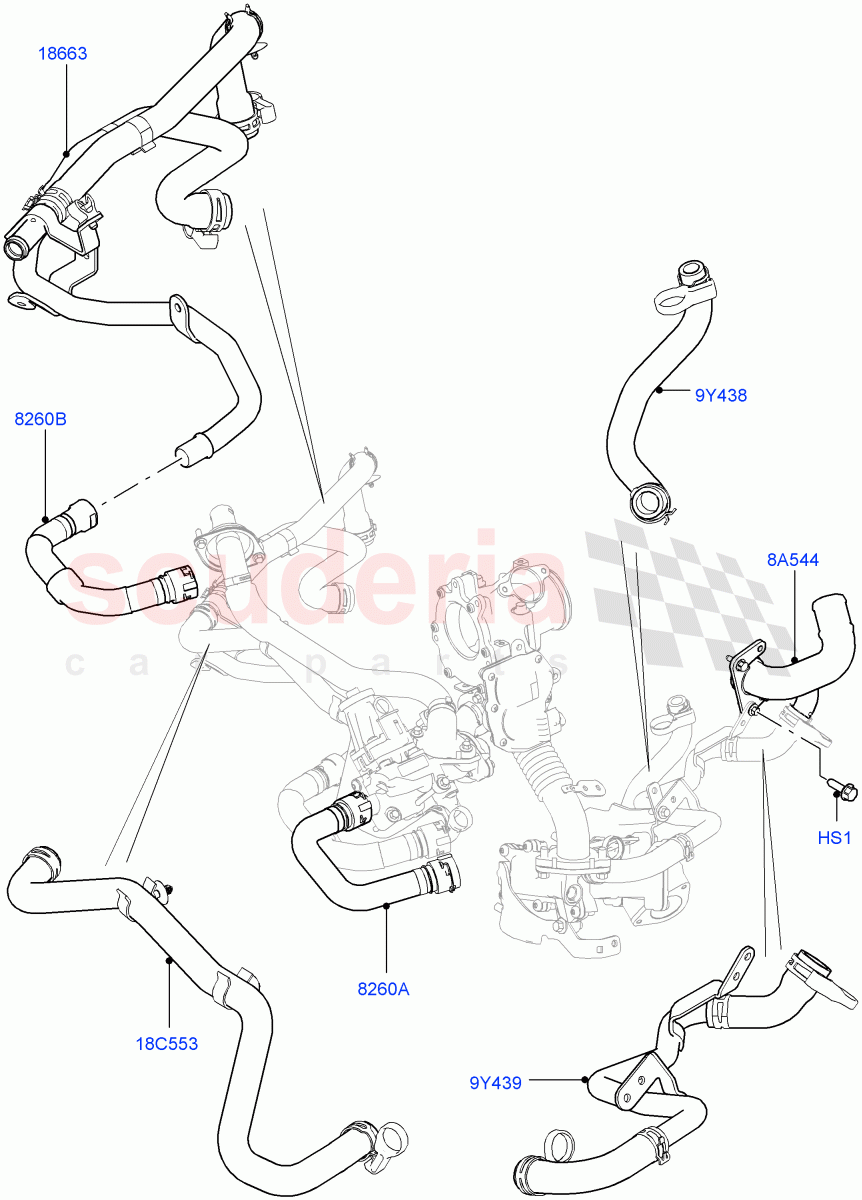 EGR Cooling System (2.0L I4 DSL MID DOHC AJ200, Itatiaia (Brazil)) ((V) FROMGT000001) of Land Rover Land Rover Range Rover Evoque (2012-2018) [2.0 Turbo Diesel]