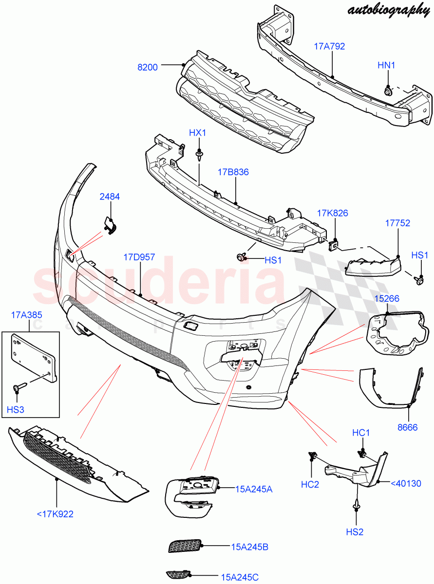 Radiator Grille And Front Bumper (Halewood (UK), Autobiography Sales Badge, Autobiography Pack) ((V) FROMFH000001) of Land Rover Land Rover Range Rover Evoque (2012-2018) [2.0 Turbo Diesel]