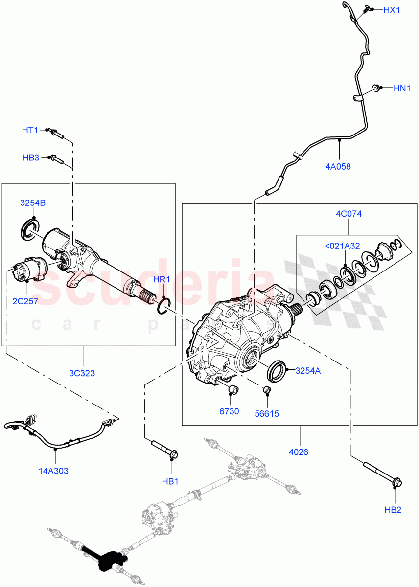 Front Axle Case (3.0L AJ20P6 Petrol High, 3.0L AJ20D6 Diesel High, 3.0L AJ20P6 Petrol PHEV) of Land Rover Land Rover Range Rover (2022+) [4.4 V8 Turbo Petrol NC10]