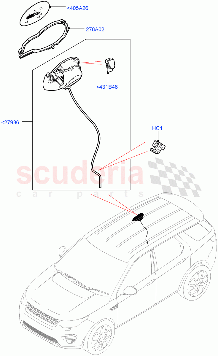 Fuel Tank Filler Door And Controls (Halewood (UK)) of Land Rover Land Rover Discovery Sport (2015+) [2.0 Turbo Diesel]