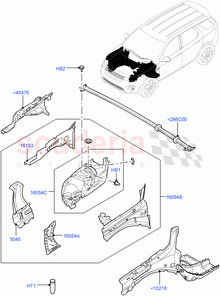 Front Panels, Aprons & Side Members (Aprons And Side Members) (Changsu (China)) ((V) FROMFG000001, (V) TOKG446856) of Land Rover Land Rover Discovery Sport (2015+) [2.0 Turbo Diesel AJ21D4]