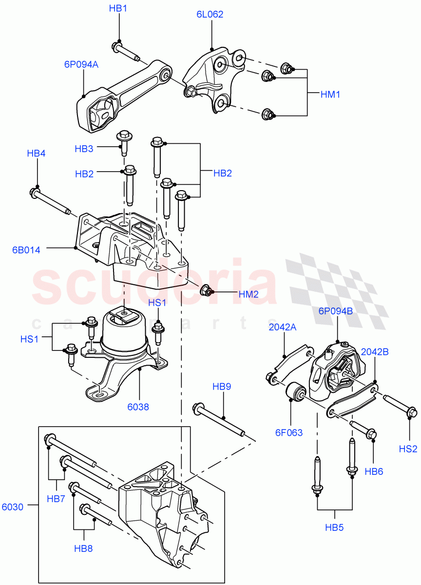 Engine Mounting (2.2L CR DI 16V Diesel, Halewood (UK)) of Land Rover Land Rover Range Rover Evoque (2012-2018) [2.0 Turbo Diesel]