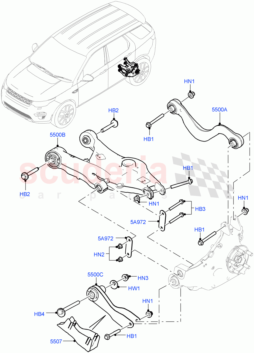 Rear Suspension Arms (Changsu (China)) ((V) FROMFG000001) of Land Rover Land Rover Discovery Sport (2015+) [1.5 I3 Turbo Petrol AJ20P3]