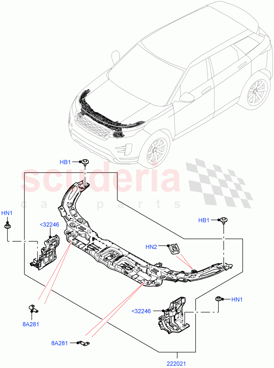 Front Panels, Aprons & Side Members (Front Panel) (Itatiaia (Brazil)) of Land Rover Land Rover Range Rover Evoque (2019+) [2.0 Turbo Diesel AJ21D4]
