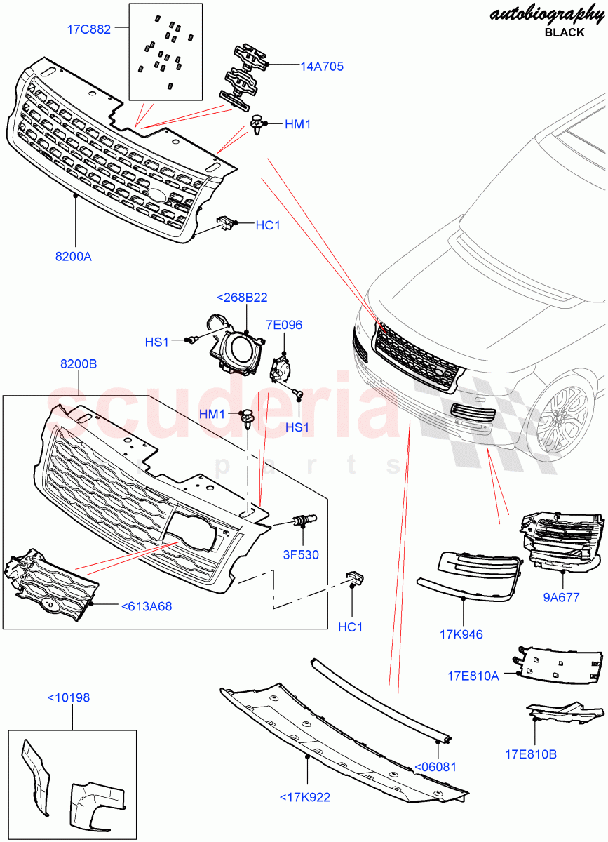Radiator Grille And Front Bumper (Autobiography Black / SV Autobiography) (Bumper - SVA Body Color/Atlas/Atlas, Front Bumper - Graphite Atlas) ((V) FROMJA000001) of Land Rover Land Rover Range Rover (2012-2021) [3.0 Diesel 24V DOHC TC]