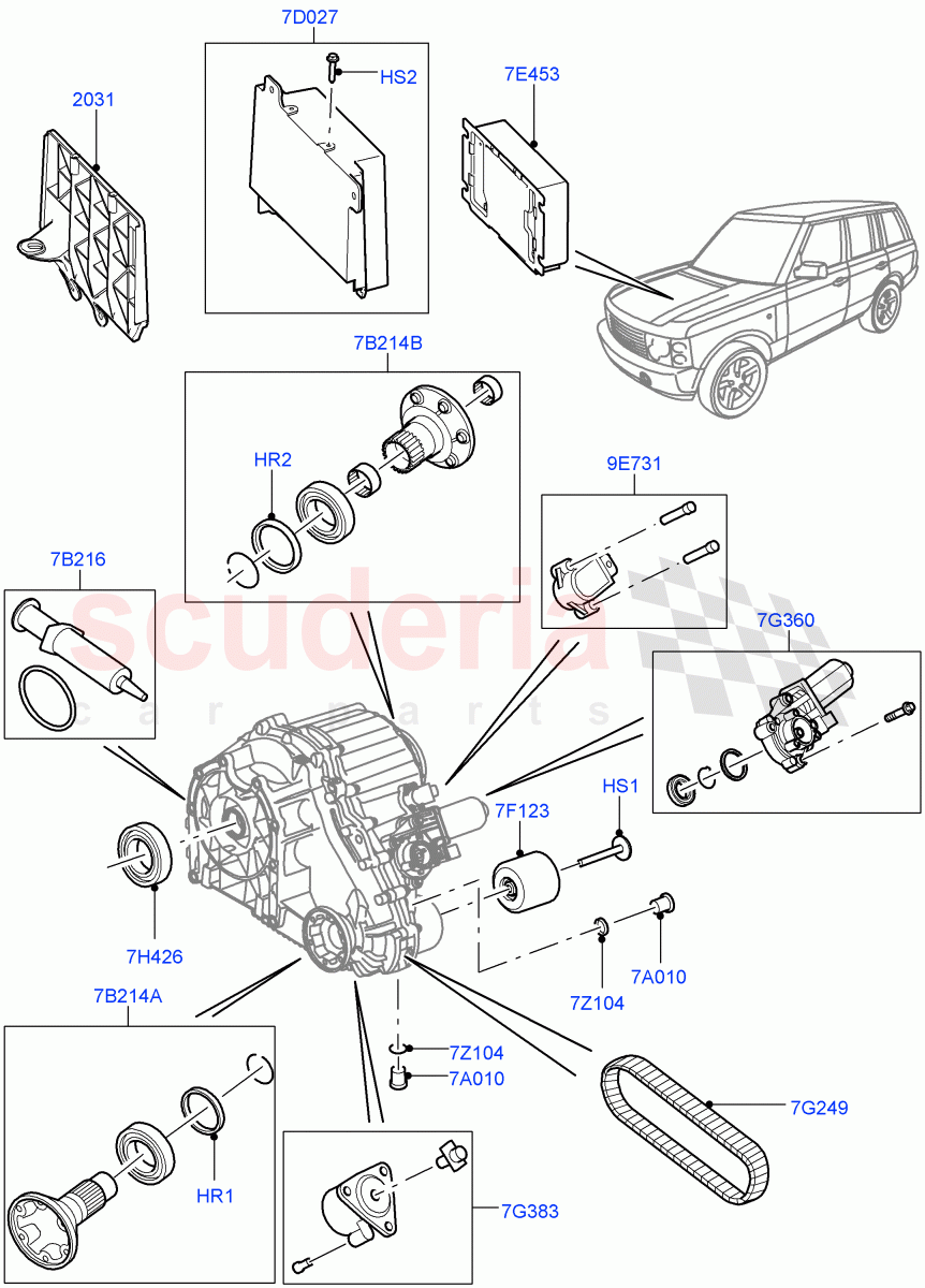 Transfer Drive Components (6 Speed Man ZF S6-53, 6 Speed Auto Transmission ZF 6HP28, 8 Speed Auto Trans ZF 8HP70 4WD, 6 Speed Auto ZF 6HP26 Steptronic) ((V) FROMAA000001, (V) TODA999999) of Land Rover Land Rover Range Rover (2010-2012) [3.6 V8 32V DOHC EFI Diesel]
