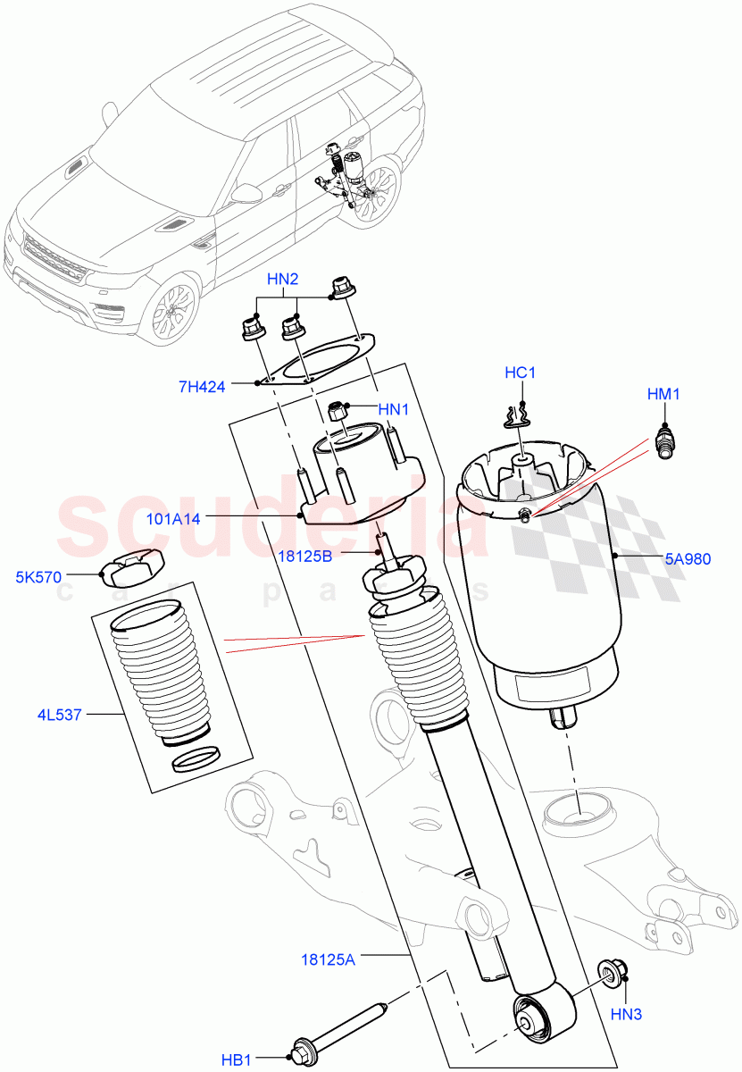 Rear Springs And Shock Absorbers (SVR Version, SVR) ((V) FROMFA000001) of Land Rover Land Rover Range Rover Sport (2014+) [3.0 DOHC GDI SC V6 Petrol]