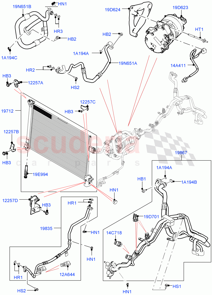 Air Conditioning Condensr/Compressr (Front) (2.0L AJ200P Hi PHEV) ((V) FROMMA000001) of Land Rover Land Rover Range Rover Velar (2017+) [2.0 Turbo Diesel]